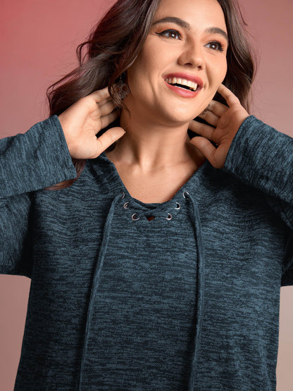Heather Neck Cross-Tie Hoodie