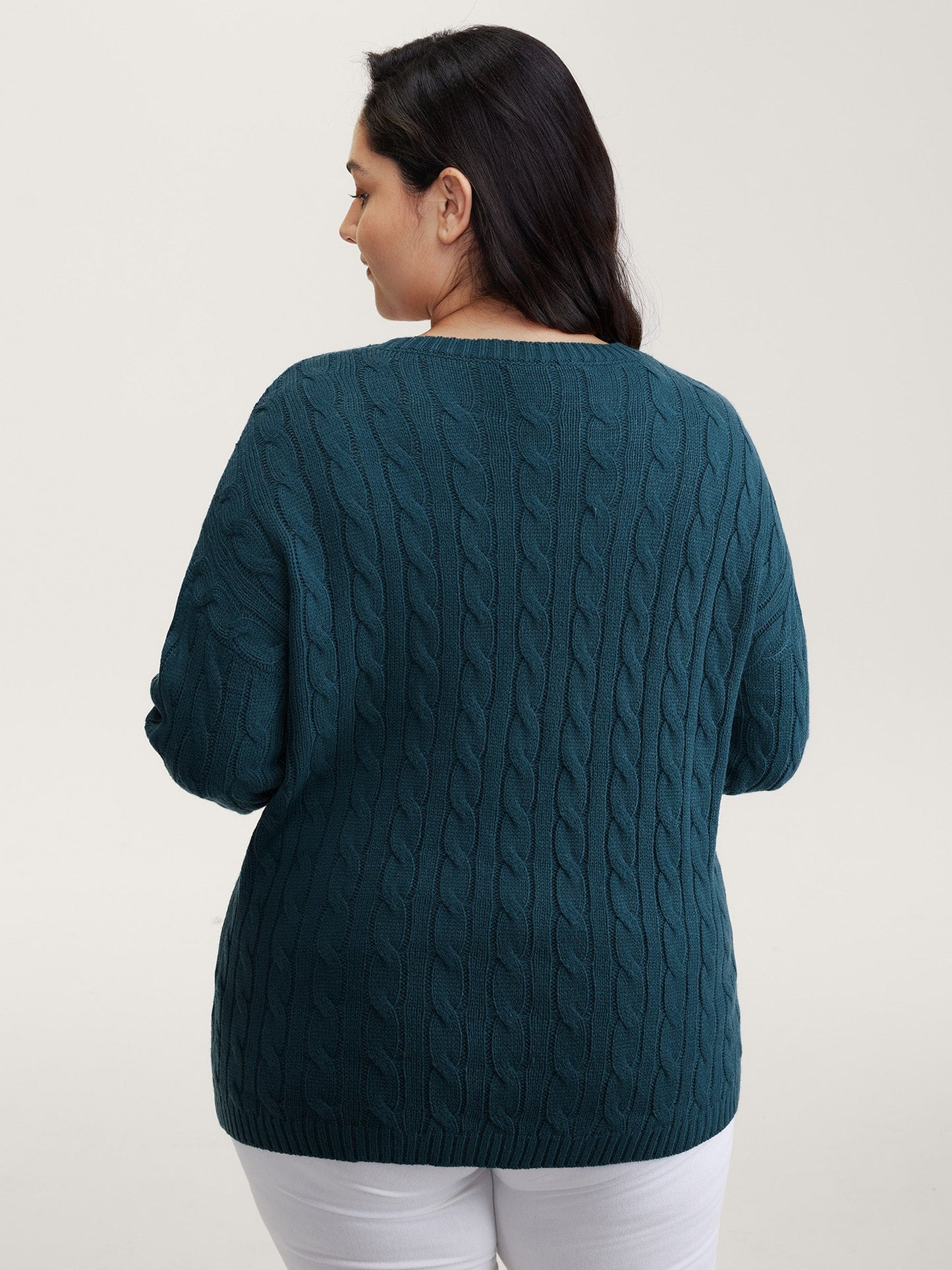 Floral Embroidered Cable Knit Pullover