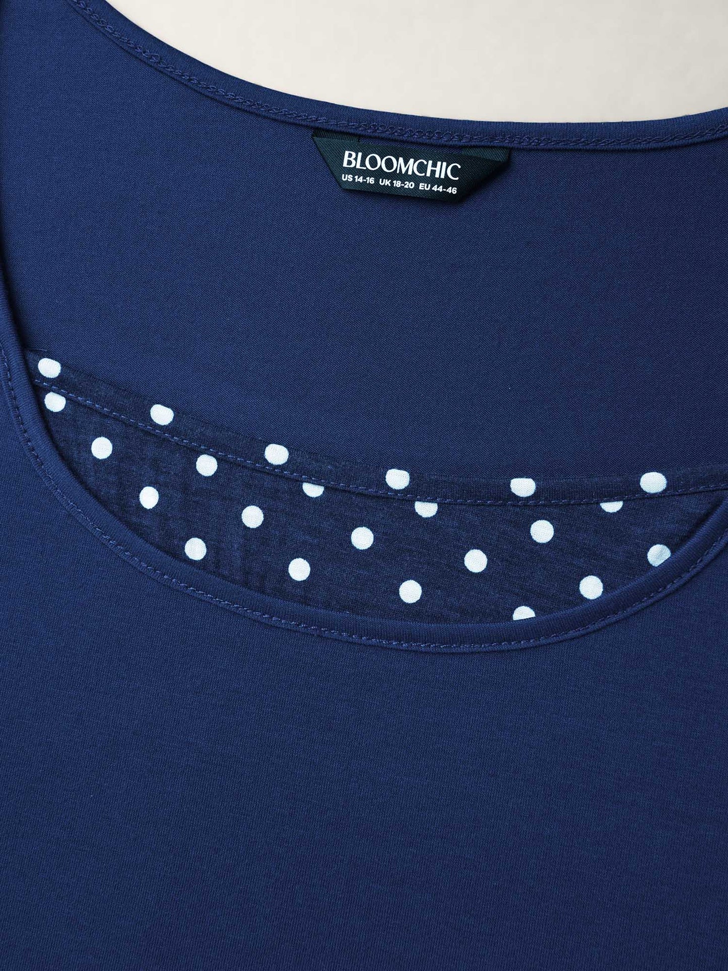 Mixed Fabric Polka Dots Patchwork T-Shirt
