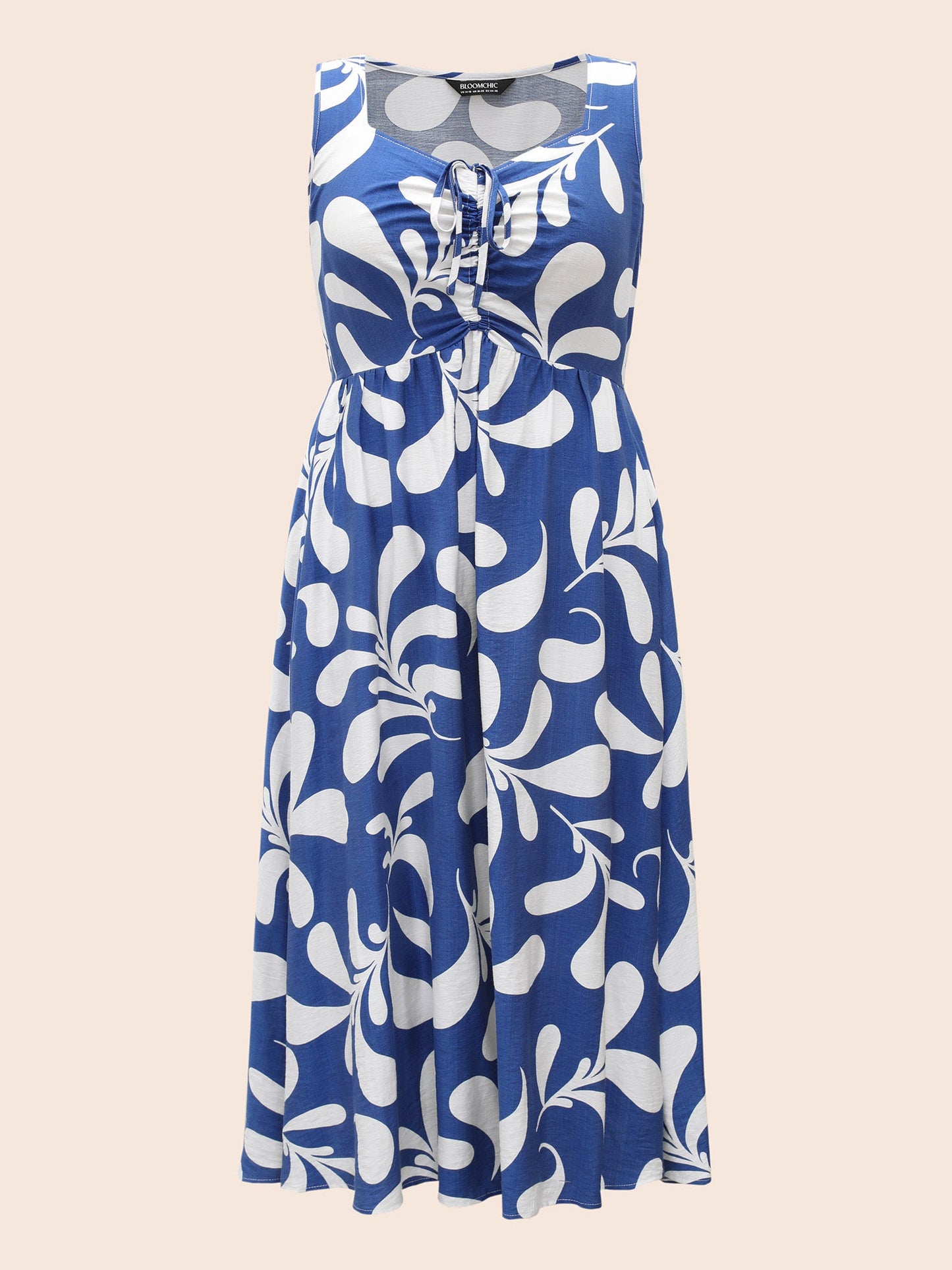 Silhouette Floral Print Drawstring Midi Dress