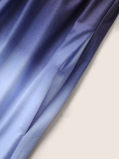 Ombre Tie Dye Round Neck Gathered Dress