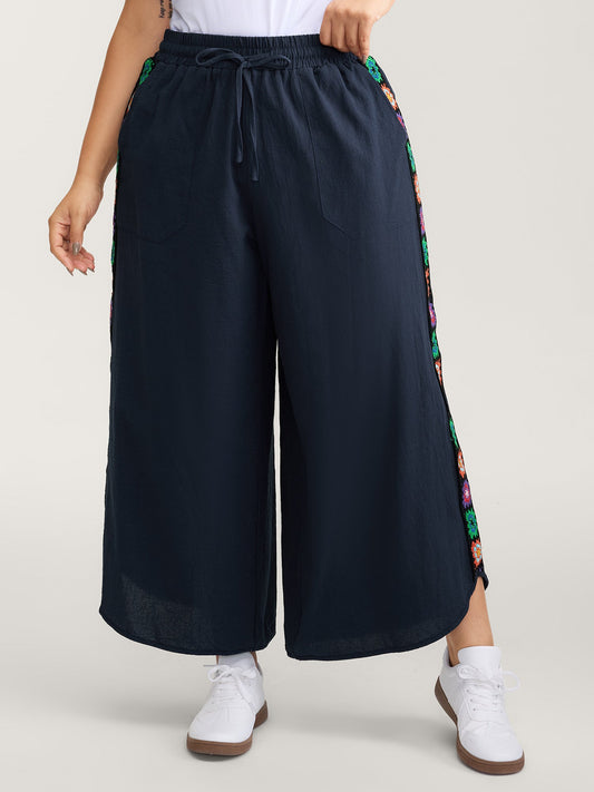 Waist Drawstring Wide-Leg Pants