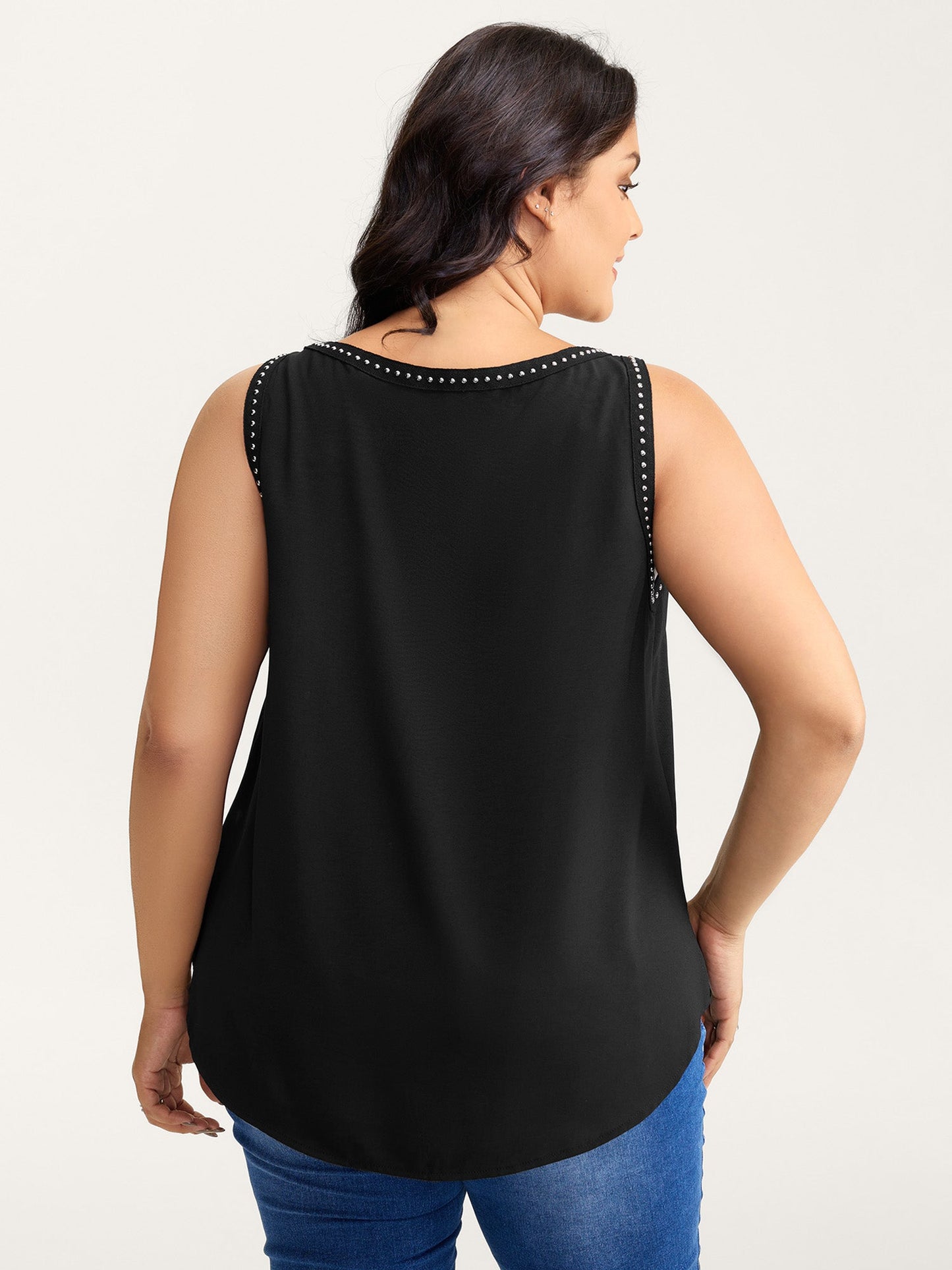 Round Neck Sequin Spliced Tank Top