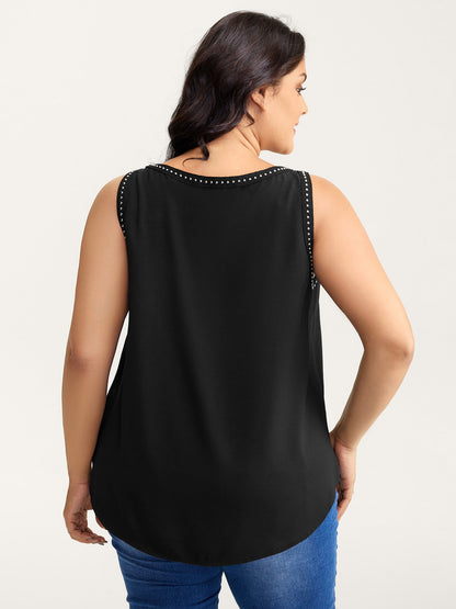 Round Neck Sequin Spliced Tank Top