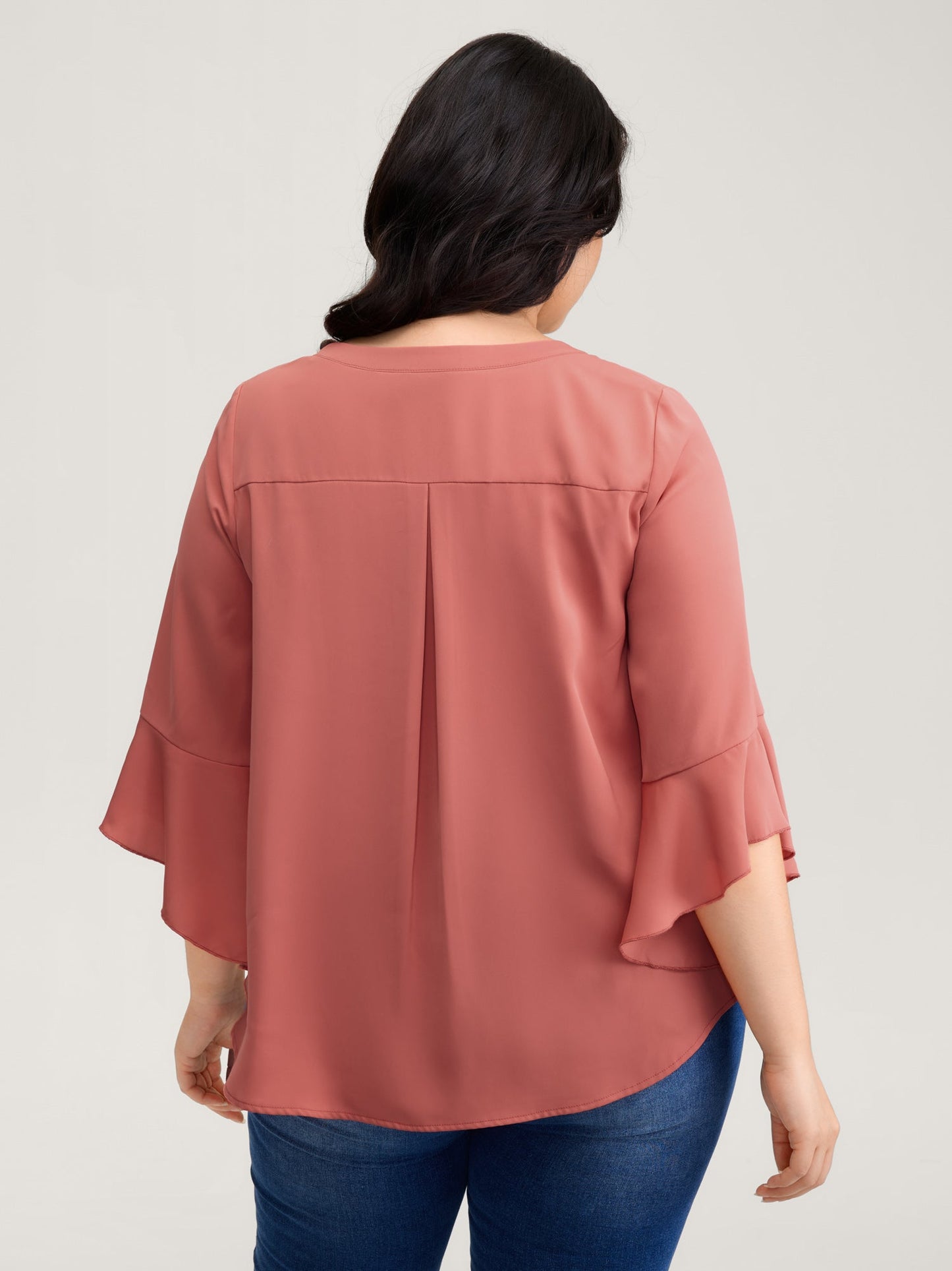 Textured Ruffled Sleeve Flowy Blouse