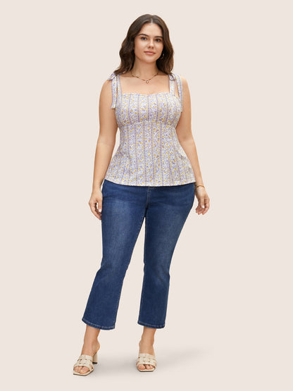 Ditsy Floral Shirred Tie Knot Cami Top