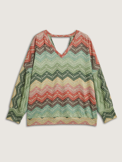 Colorful Wavy Stripes Gathered Back T-Shirt