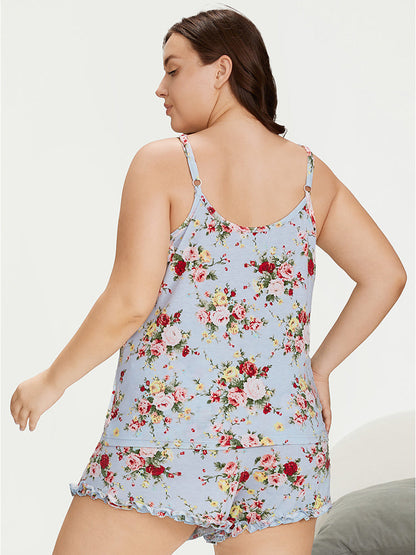 Floral Print Crew Neck Sleep Cami Top