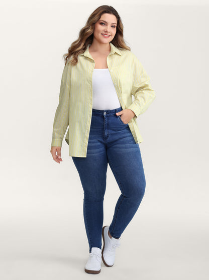 Stripe Button-Down Pocket Blouse