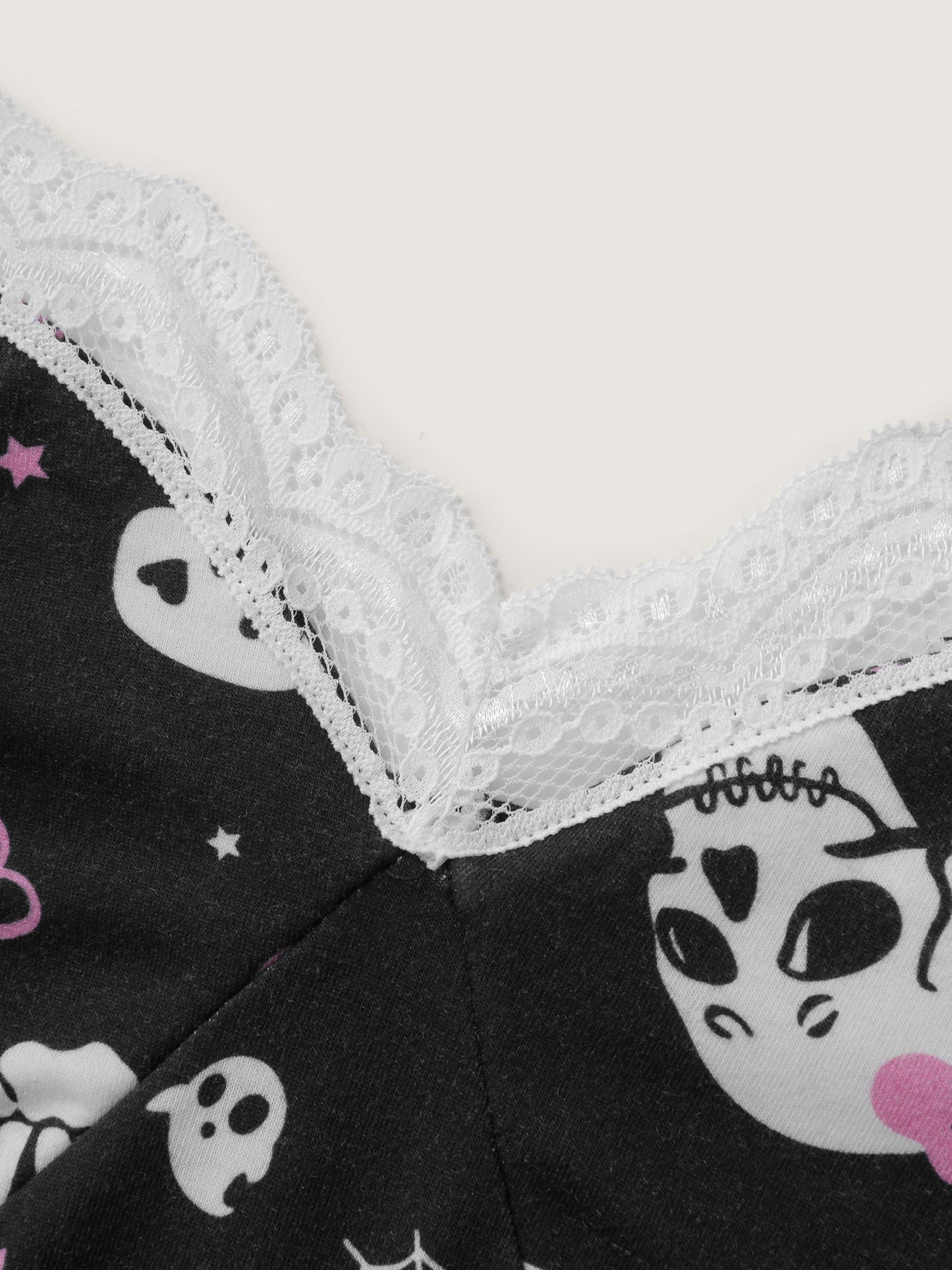 Skull Print Stretchy Waist Adjustable Sleep Romper