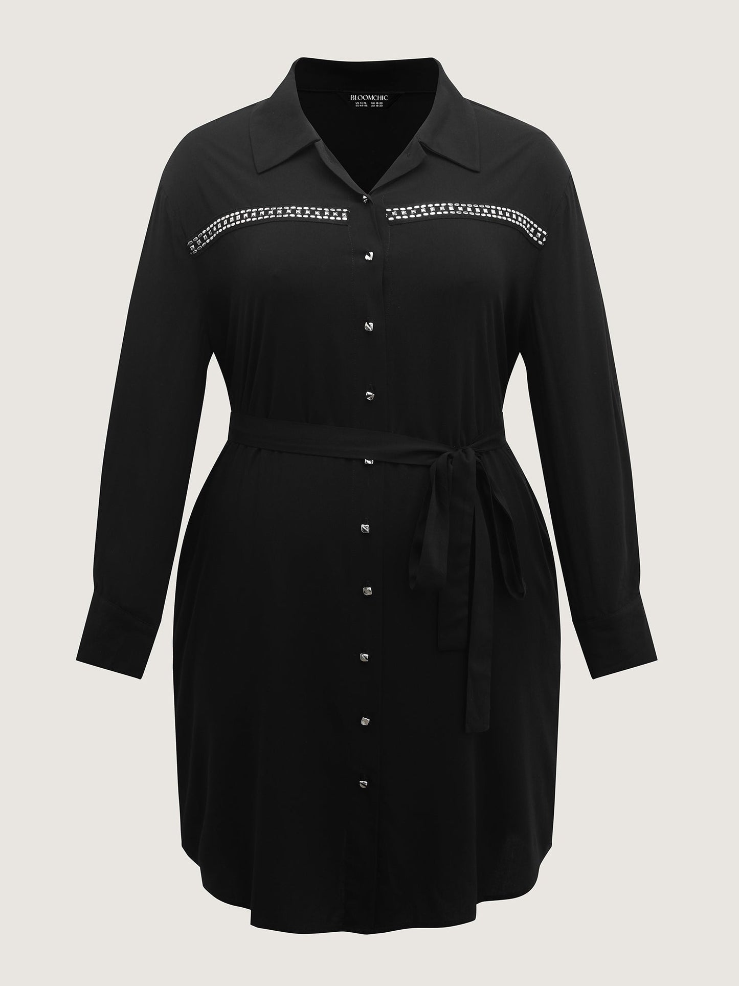 Pleated Belted Waist Midi Shirt Dress