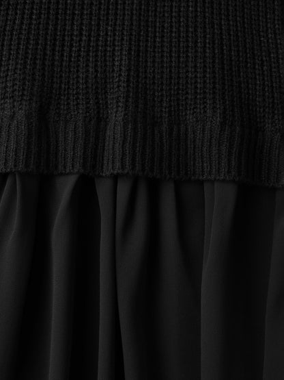 Balloon Sleeve Solid Twofer Sweater