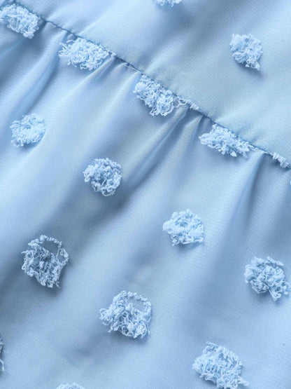 Fur Ball Textured Mesh Belted Midi Dress