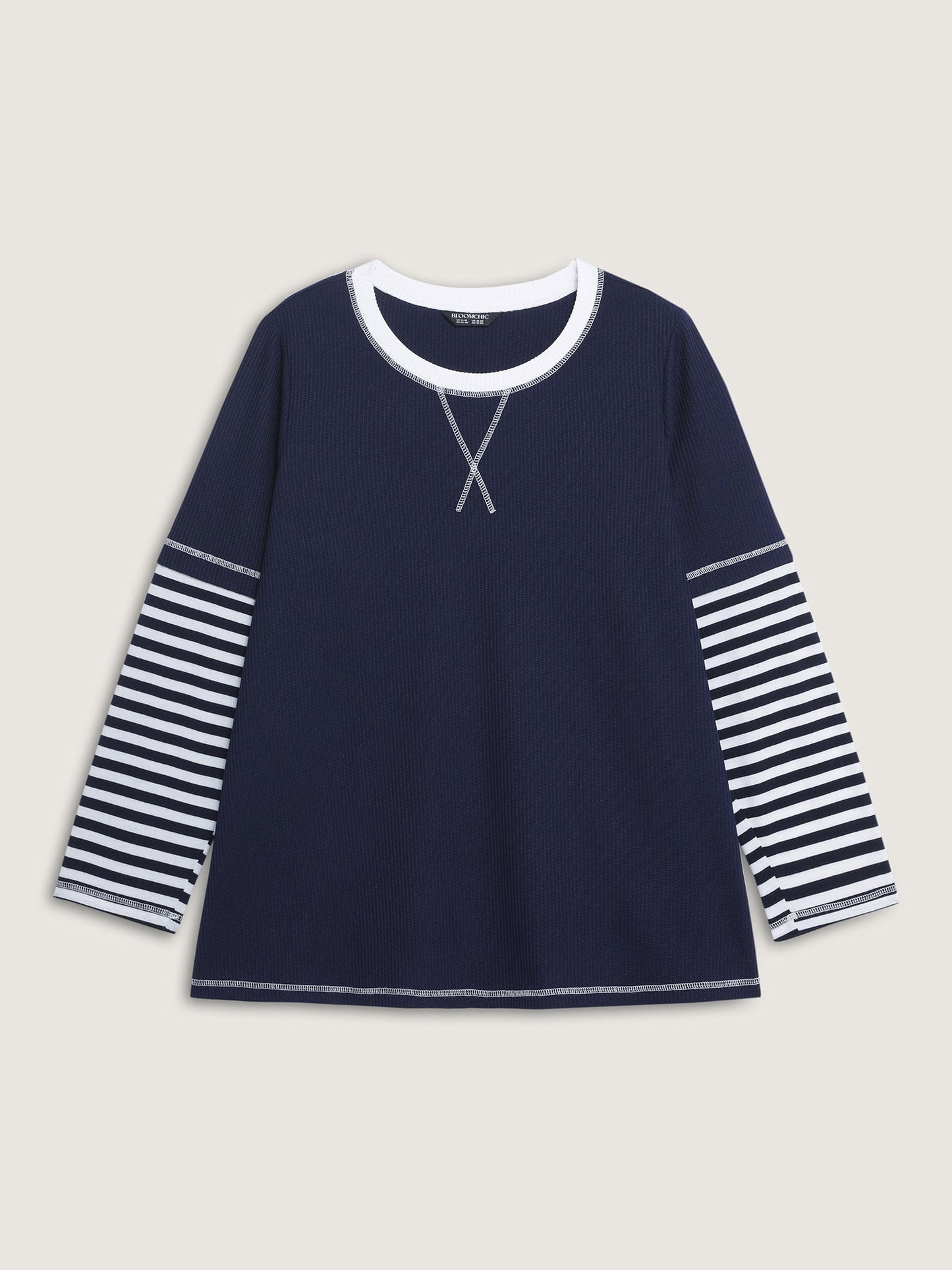 Waffle Layered Color Contrast T-Shirt