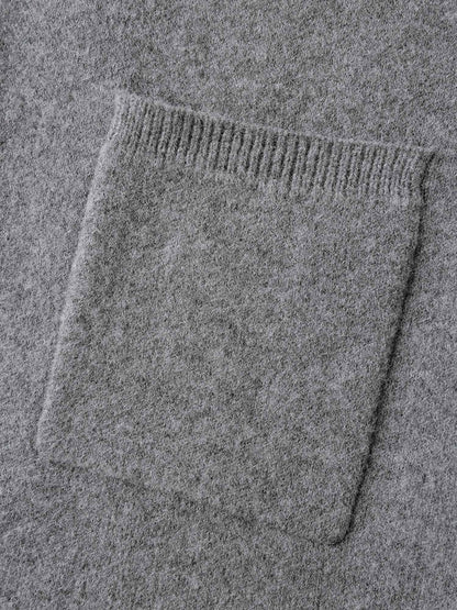 Notched Lapels Slit Back Knit Cardigan