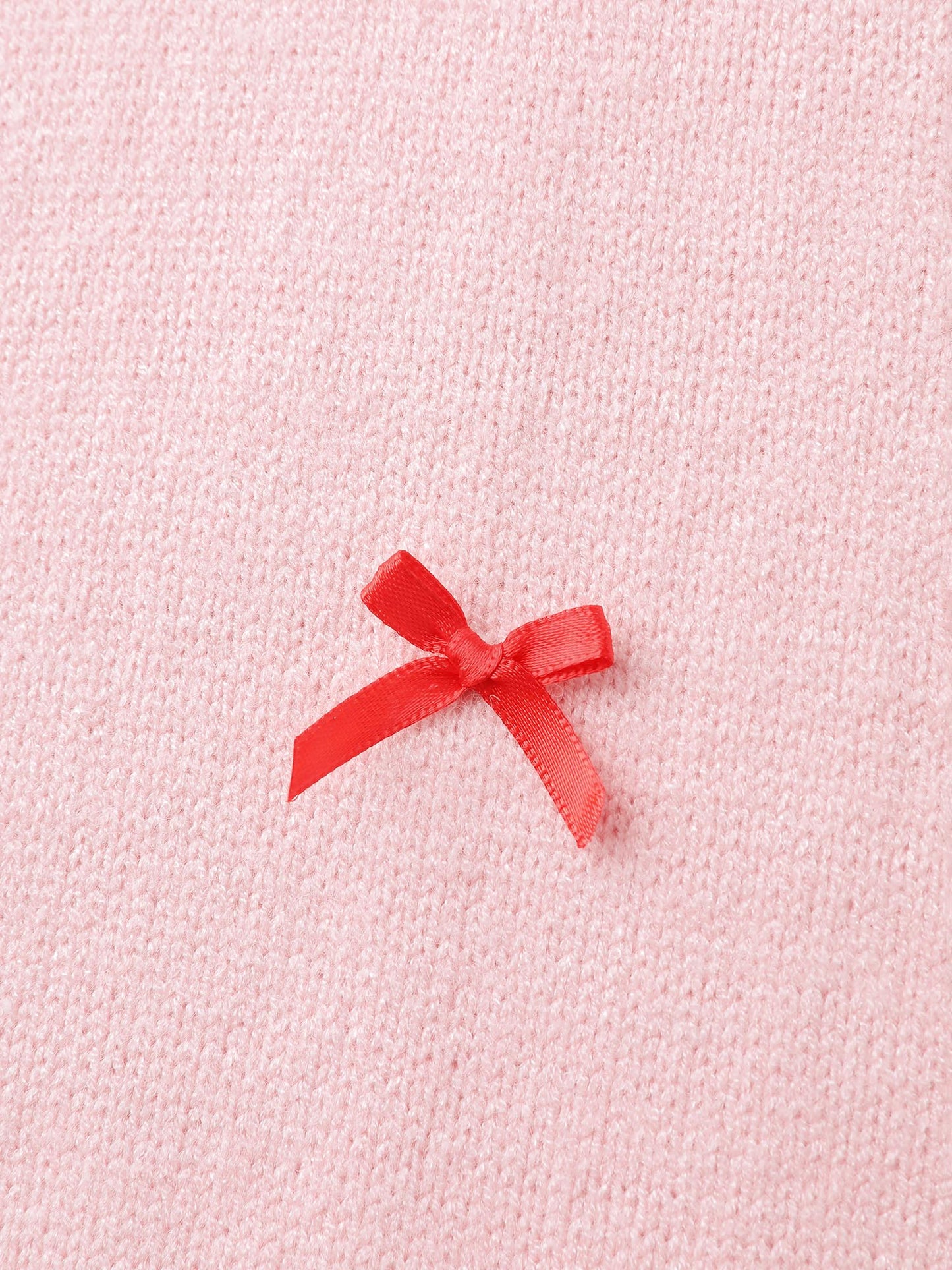 Bowknot Detail Ribbed Hem Pullover