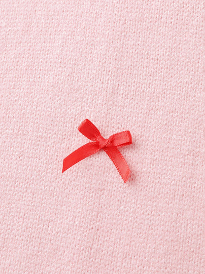Bowknot Detail Ribbed Hem Pullover