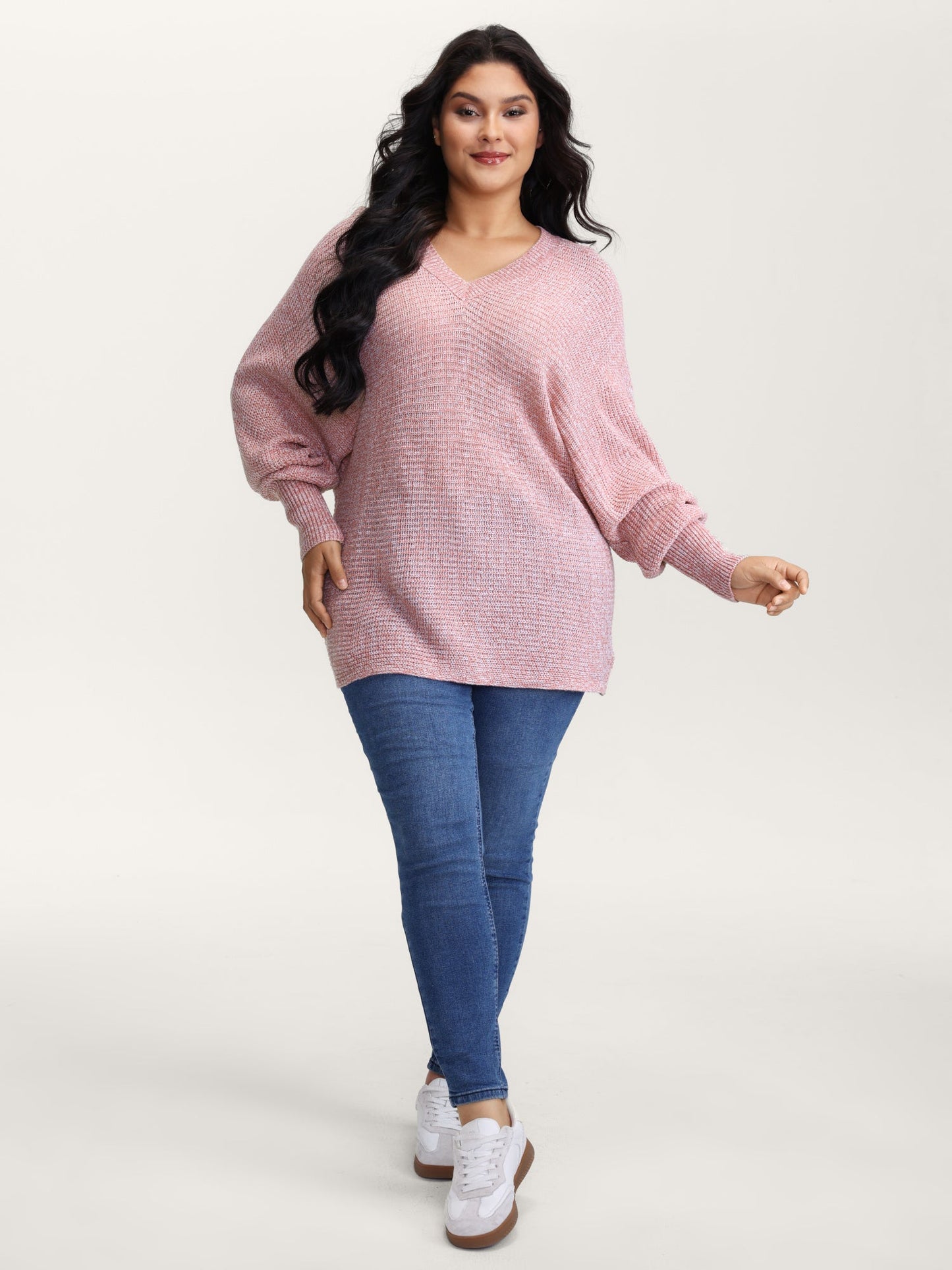 Heather Textured Dolman Sleeve Pullover