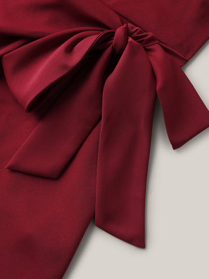 Side Knotted Collar Plain Shirt