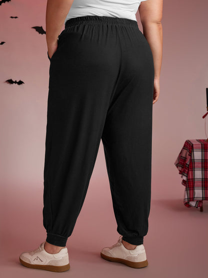 Half Skeleton Halloween Print Jogger Pants