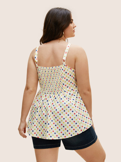 Colored Polka Dot Button Detail Cami Top