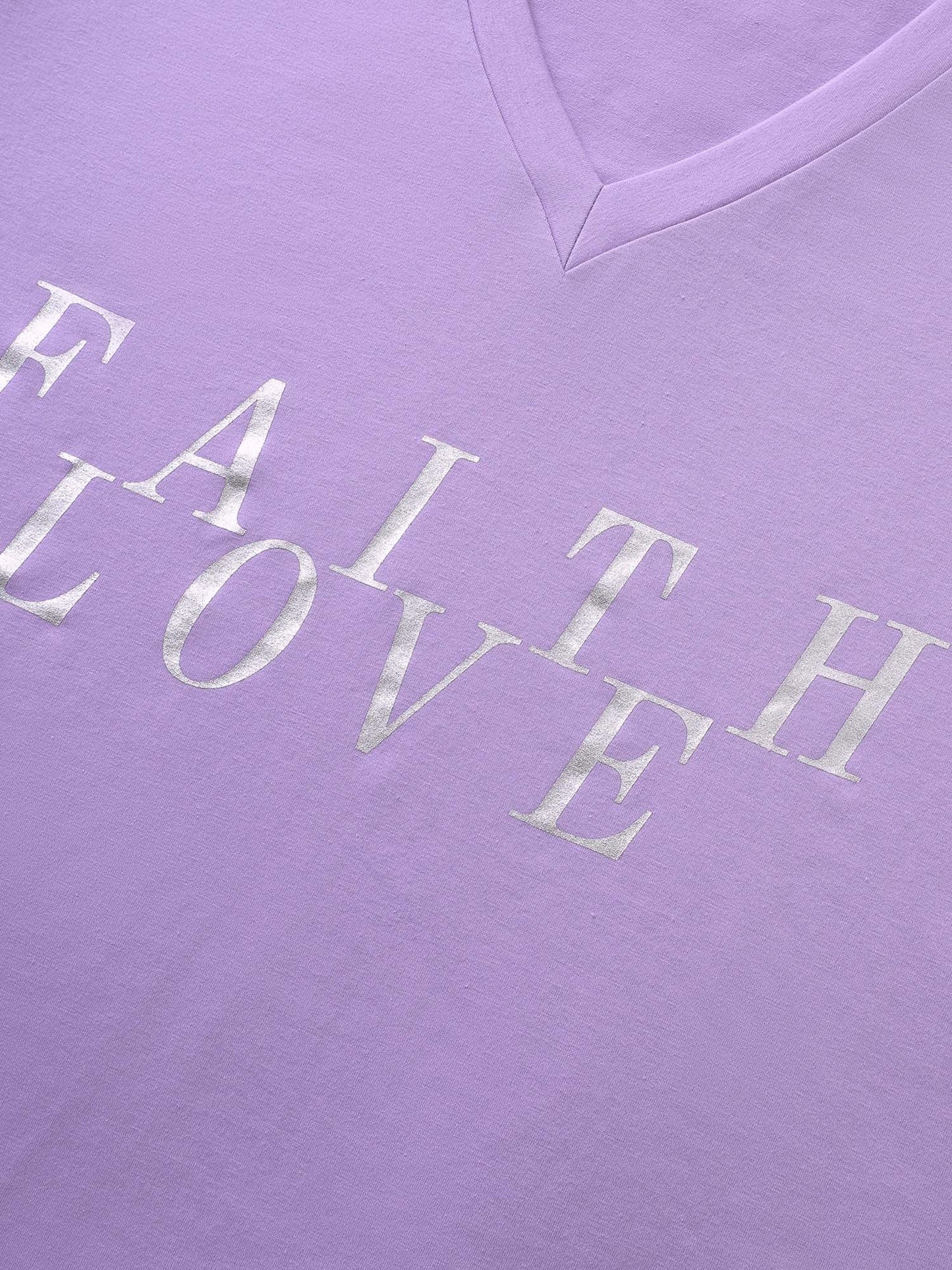 Letter Print Glitter Crew Neck Sleep Top