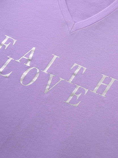 Letter Print Glitter Crew Neck Sleep Top
