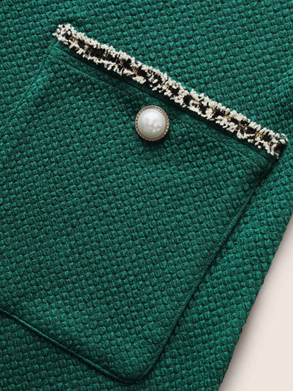 Round Neck Contrast Webbing Patched Pocket Dress