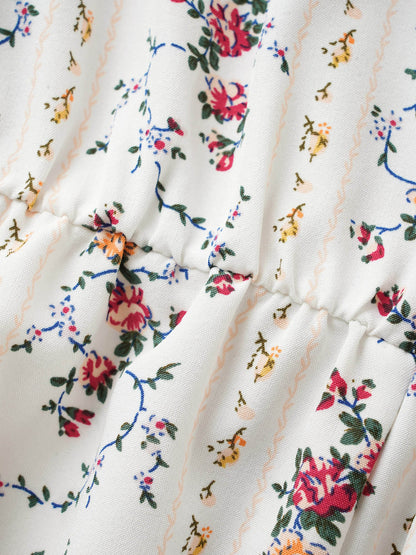 Boho Print O Ring Zipper Lantern Sleeve Blouse