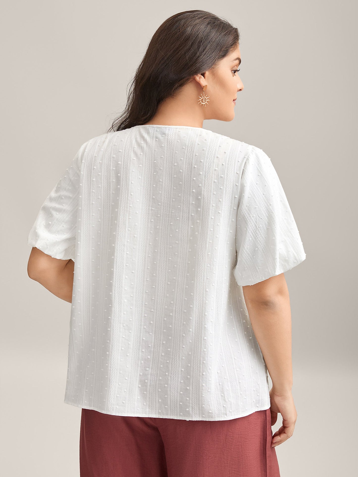 Pure Cotton Puff Sleeve Button Blouse