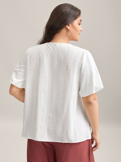 Pure Cotton Puff Sleeve Button Blouse