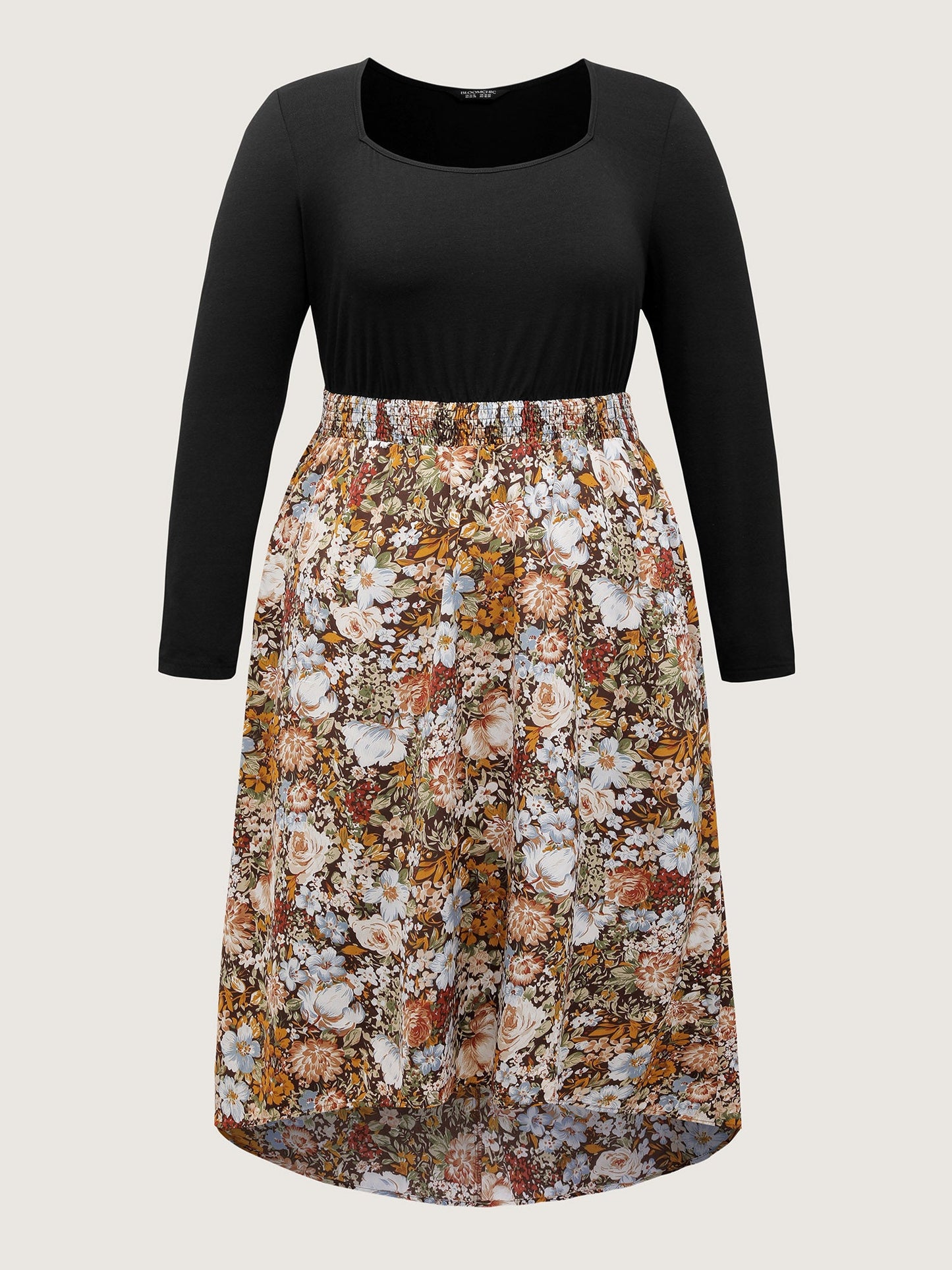 Floral Print High-Low Hem Midi Dress