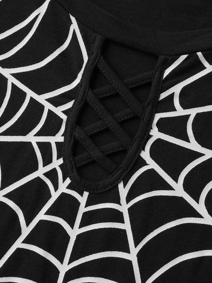 Spiderweb Neck Cut-Out Ties Knit Top