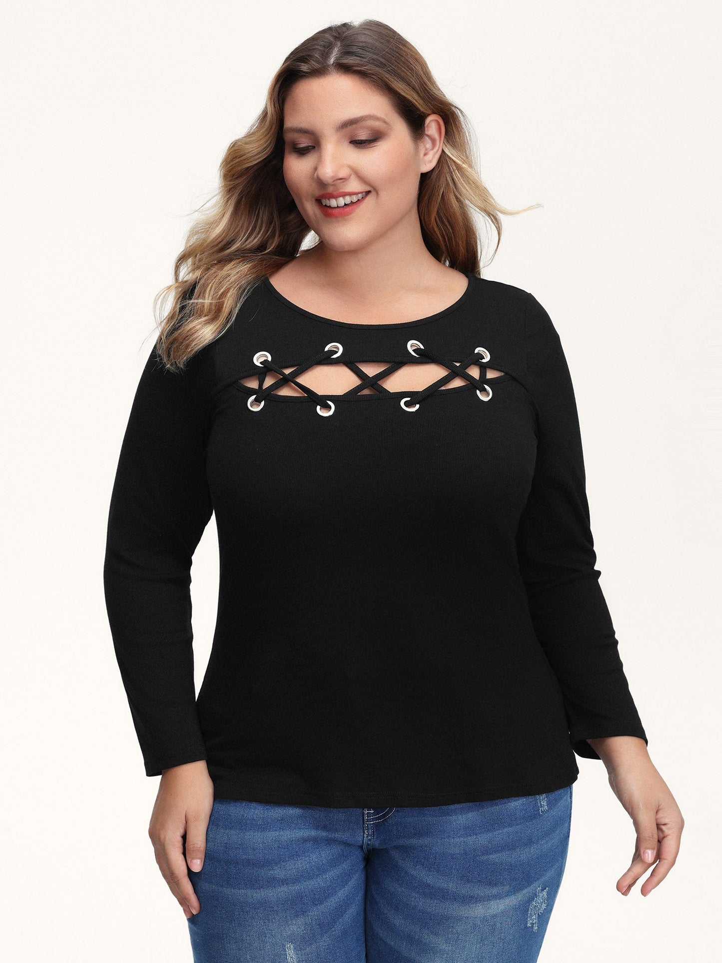 Supersoft Cross-Tie Cut-Out Fitted T-Shirt