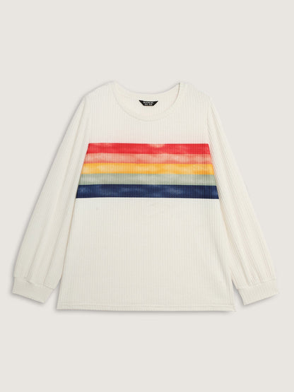 Rainbow Stripes Textured T-Shirt