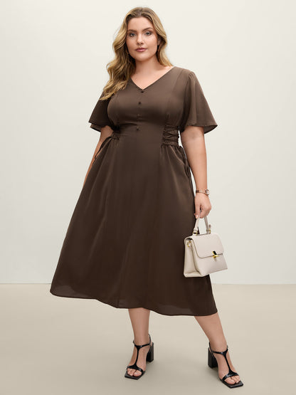 Cross-Tie Button Detail Maxi Dress