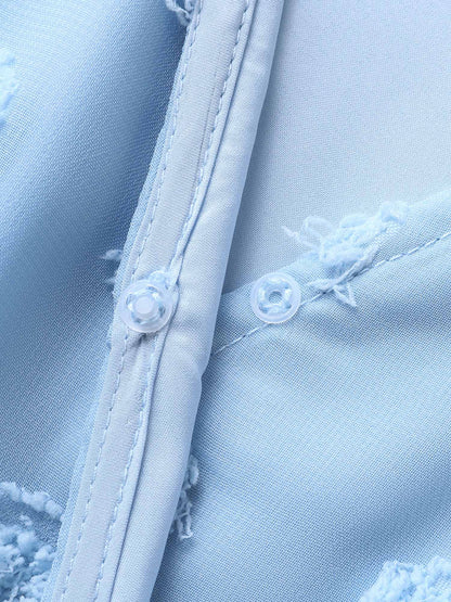 Fur Ball Textured Mesh Belted Midi Dress