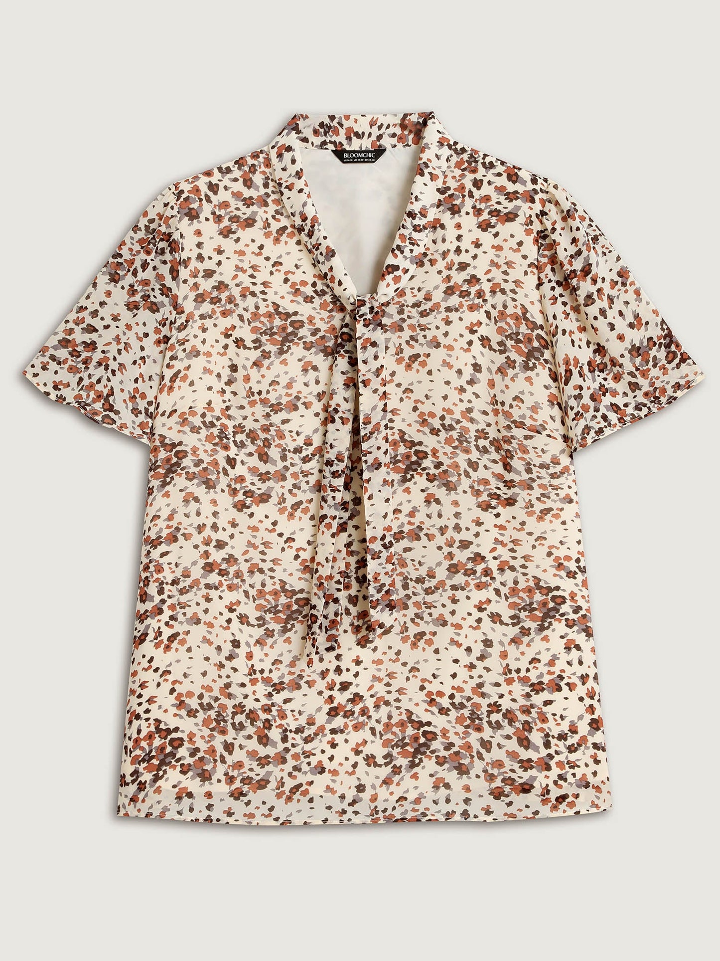 Leopard Print Ribbon Collar Blouse