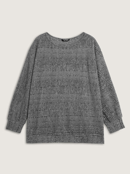 Stretchy Stripe Knit Raglan Sleeve Sweatshirt