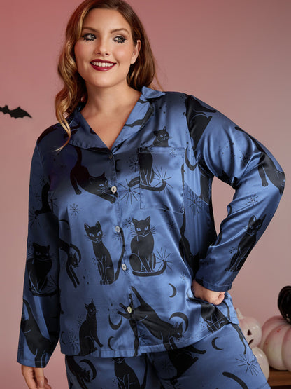 Cats Pockets Stretchy Print Co-ord Set