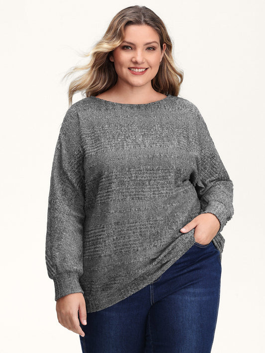 Stretchy Stripe Knit Raglan Sleeve Sweatshirt