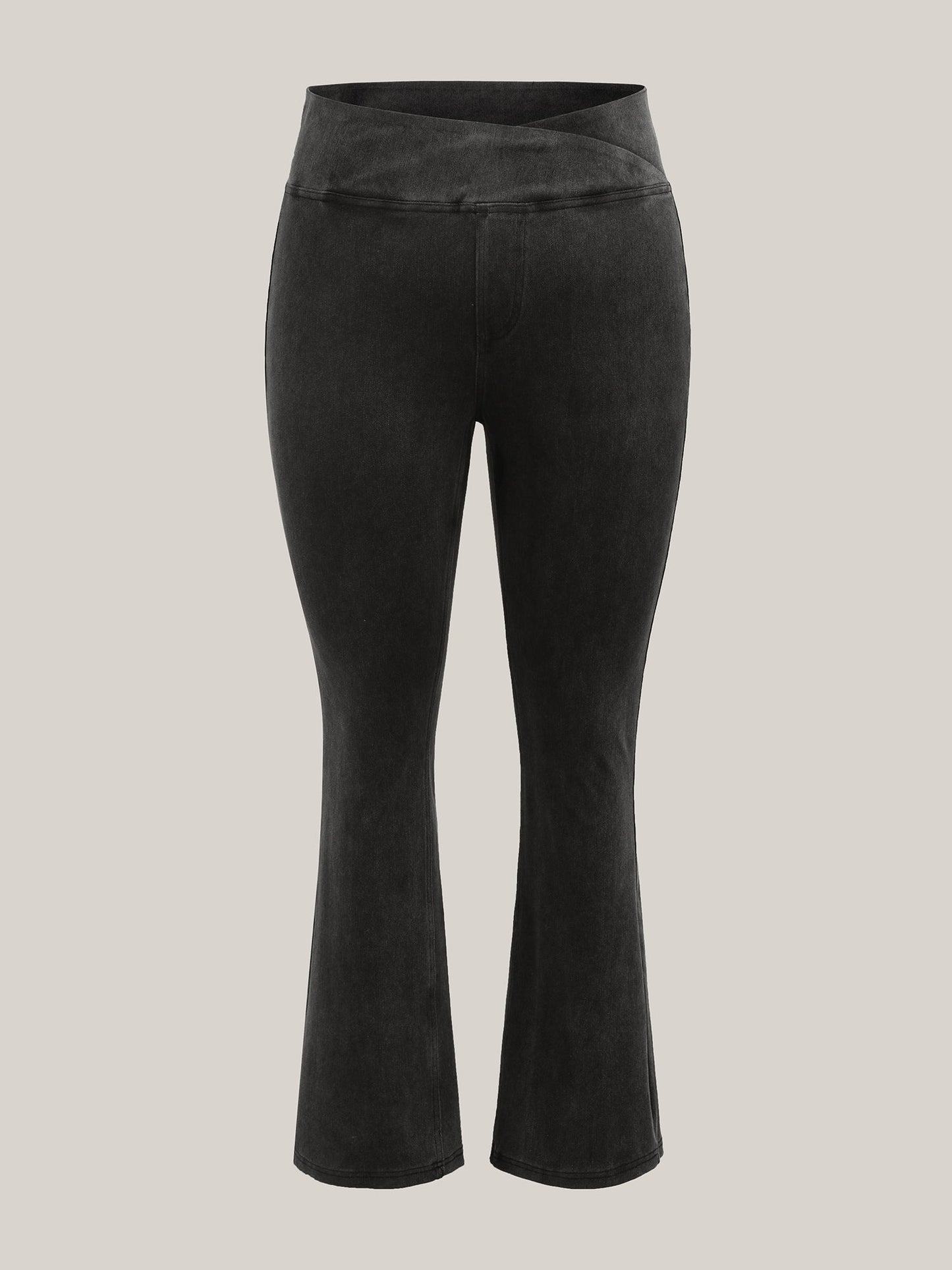 Overlap Waist Stretchy Knit Bootcut Jeans
