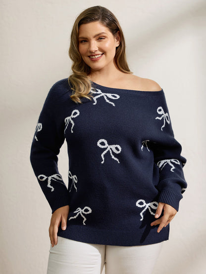 Supersoft Bowknot Boat Neckline Pullover
