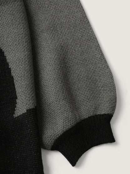 Halloween Cat Print Contrast Pullover