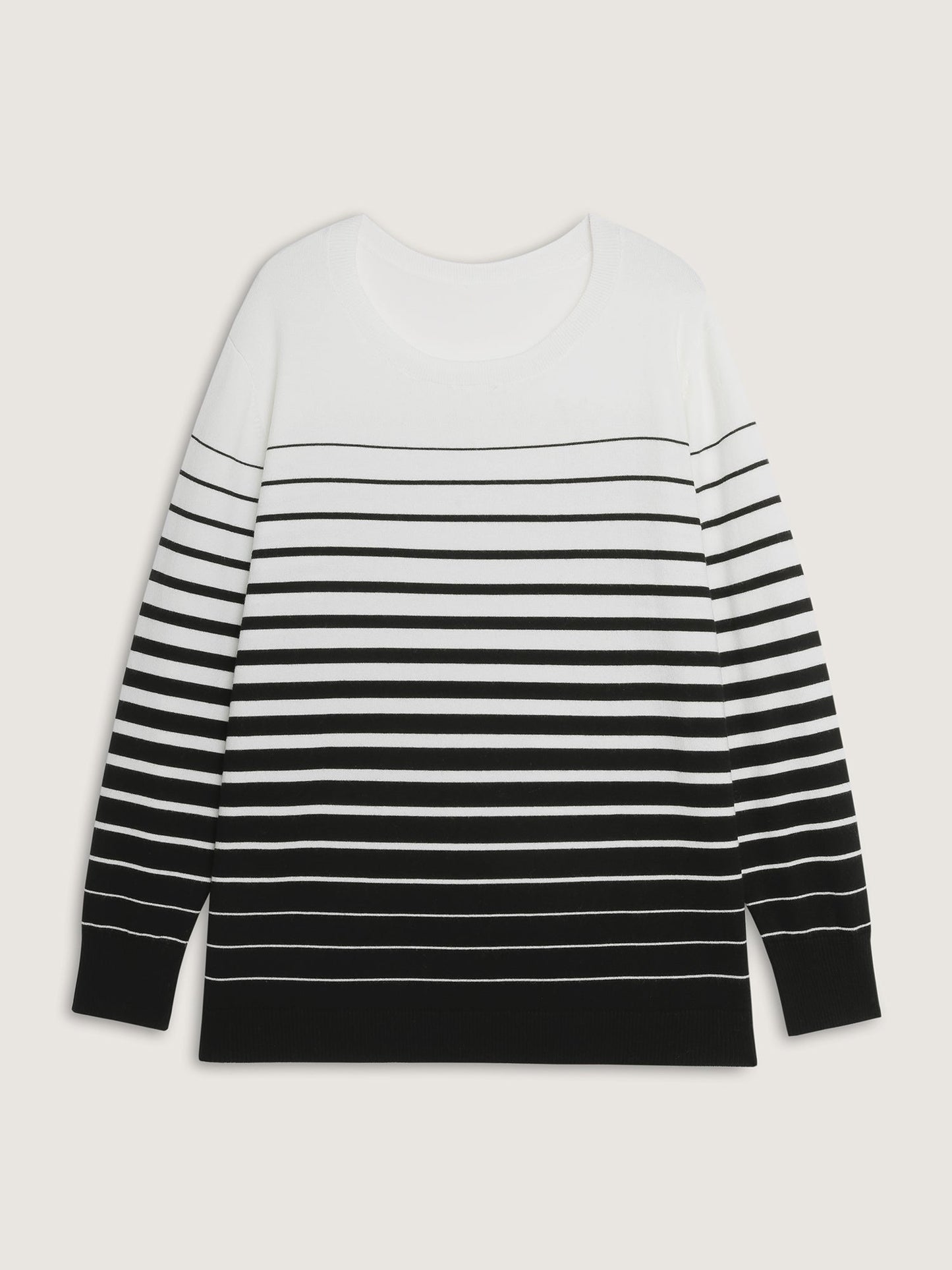Stripes Color Contrast Round Neck Pullover