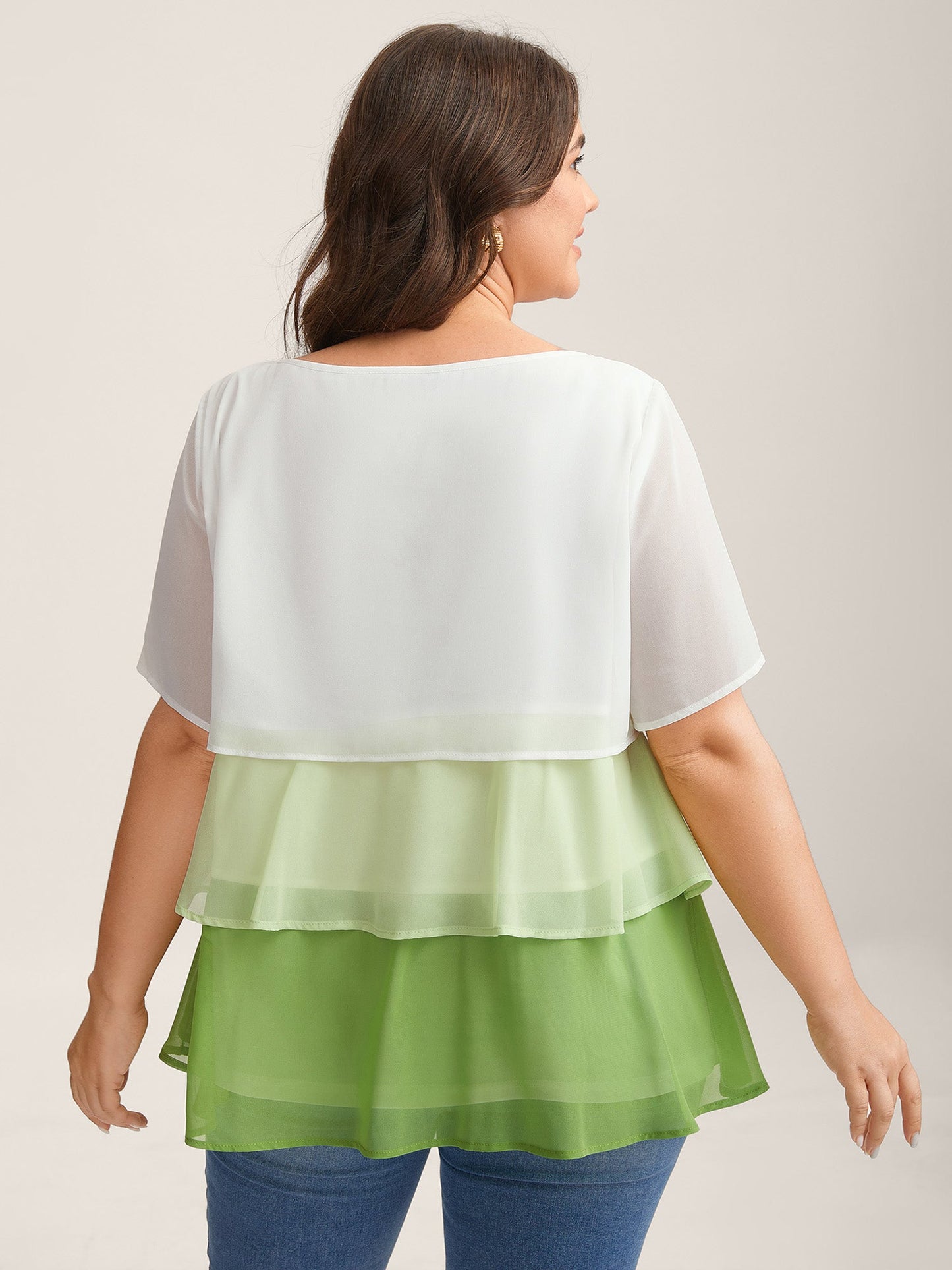Color Fusion Layered Sheer Blouse