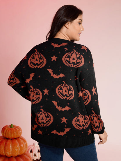 Halloween Pumpkin Print Crewneck Pullover