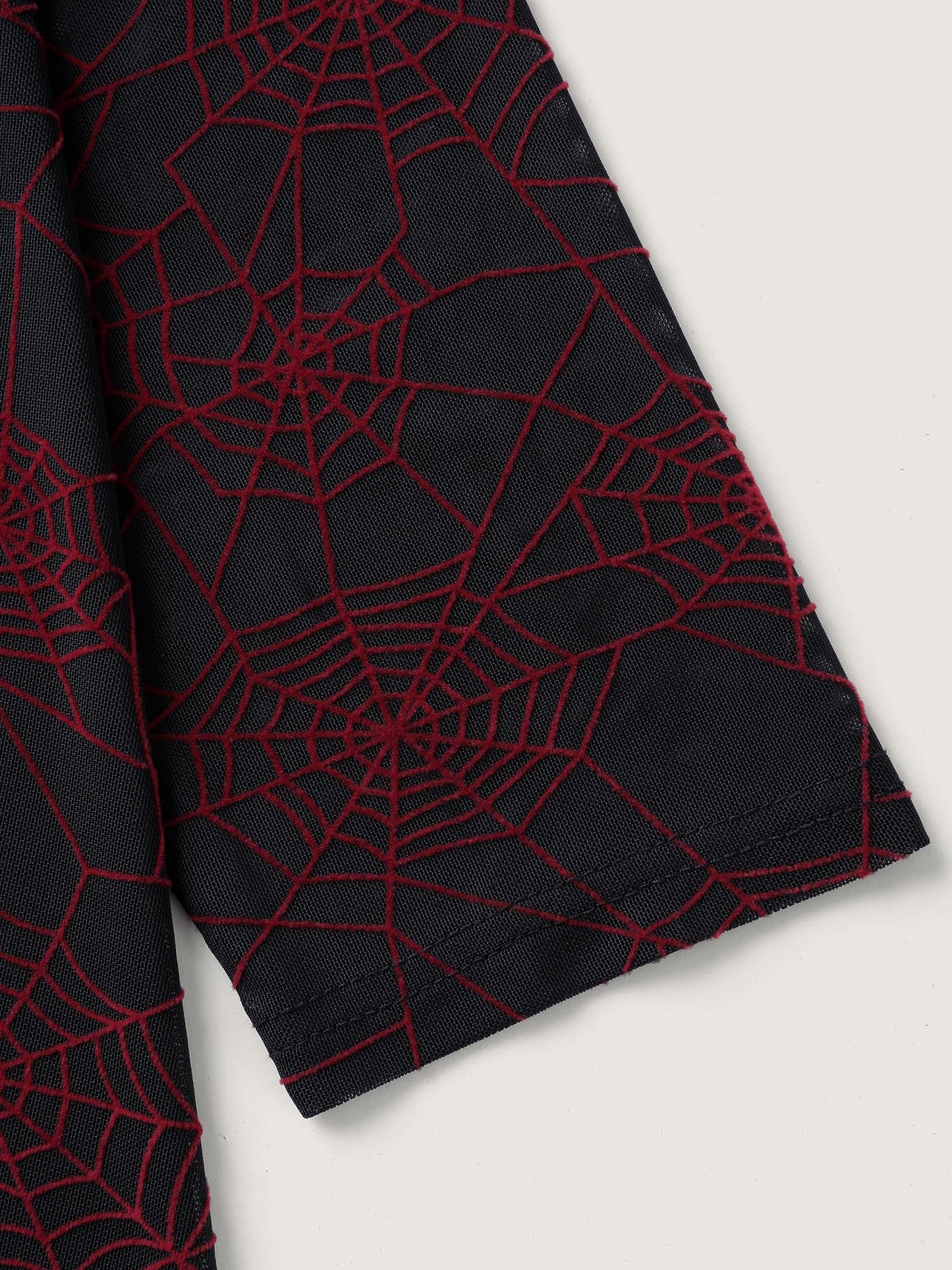 Spiderweb Halloween Flocked Contrast Top