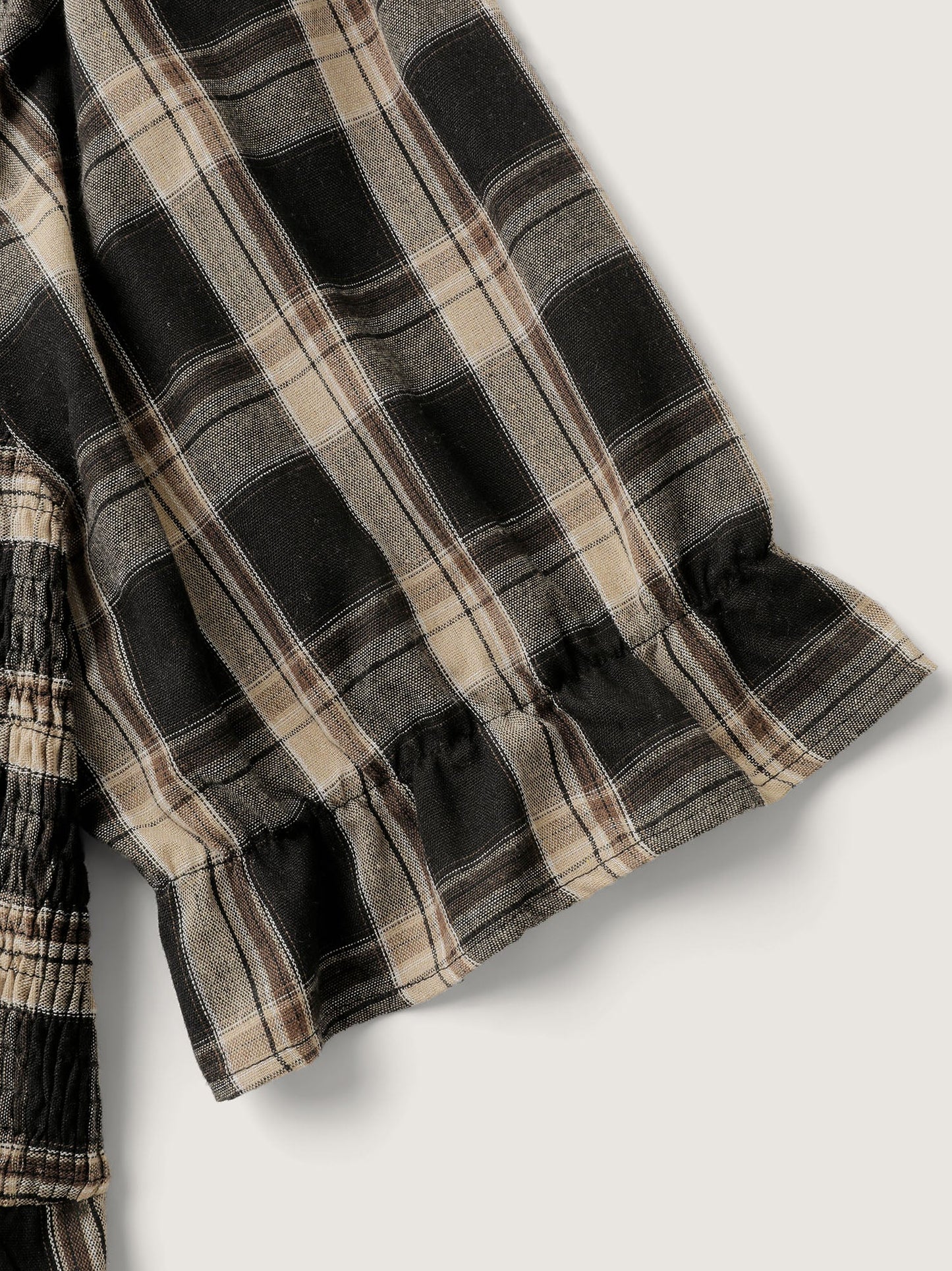 Classic Plaid Print Shirred Bodice Jumpsuit
