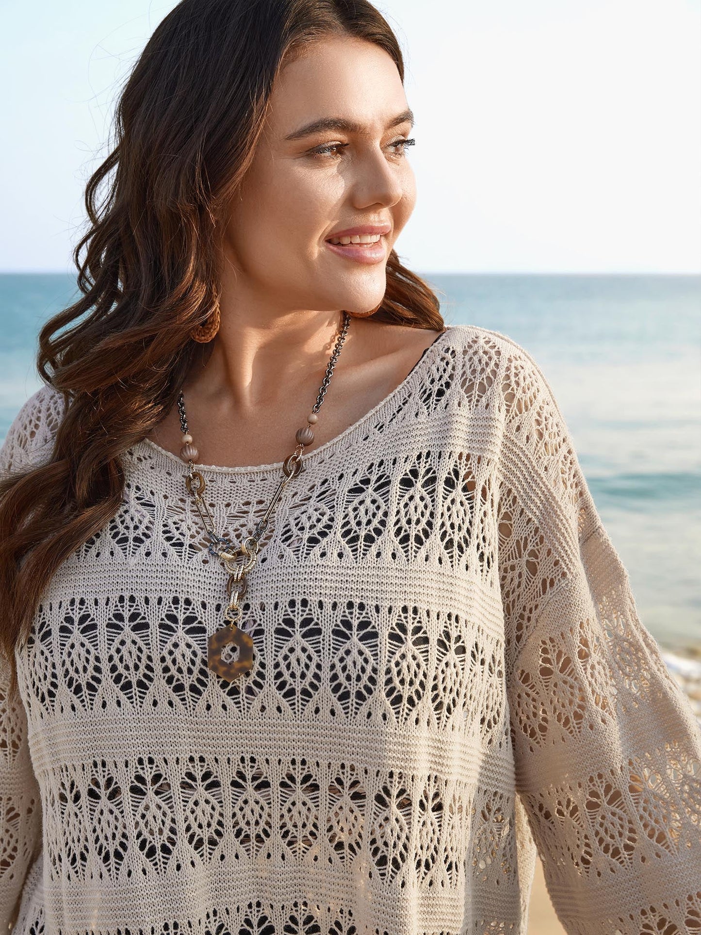 Cut-Out Round Neck Midi Swim Cover-Up
